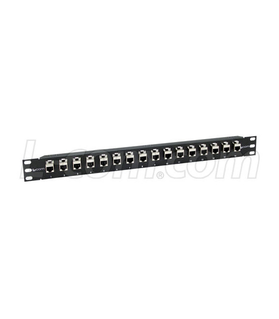 1.75" 16 Port Low Profile Category 6a Feed-Thru Panel, Shielded