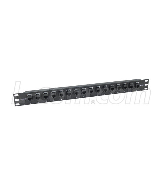 1.75" 16 Port Low Profile Category 6a Feed-Thru Panel, Unshielded