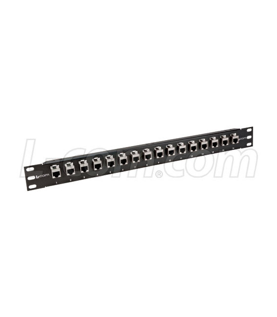 1.75" 16 Port Low Profile Straight Category 5e Feed-Thru Panel, Shielded