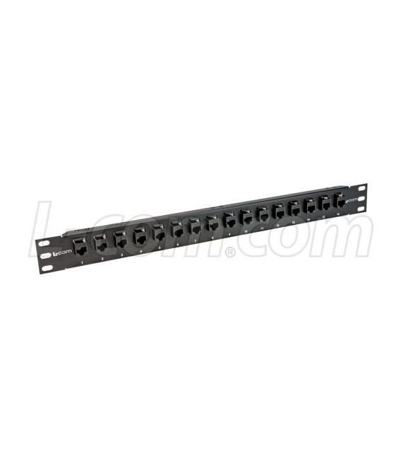 1.75" 16 Port Low Profile Straight Category 5e Feed-Thru Panel, Unshielded