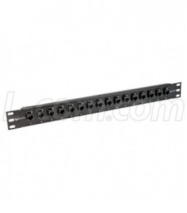 1.75" 16 Port Low Profile Straight Category 5e Feed-Thru Panel, Unshielded