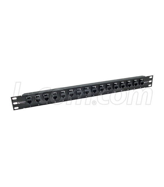 1.75" 16 Port Right Angle Category 6 Feed-Thru Panel, Unshielded