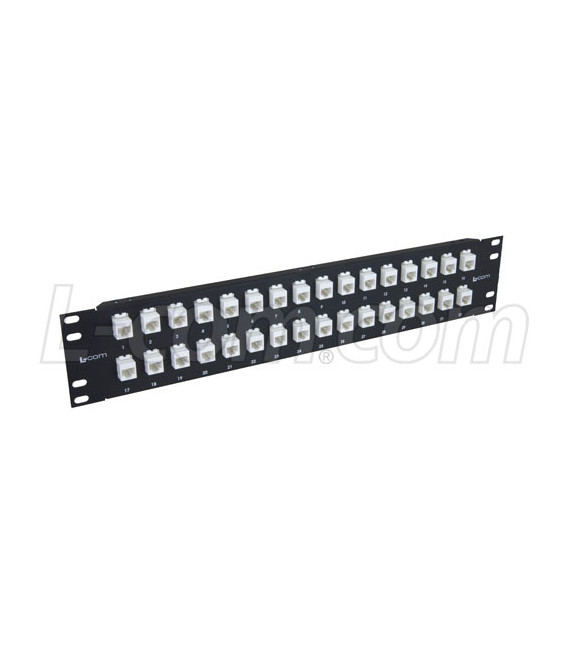 3.50" 32 Port Low Profile Category 6 Feed-Thru Panel, Unshielded Low Profile Mini-Coupler
