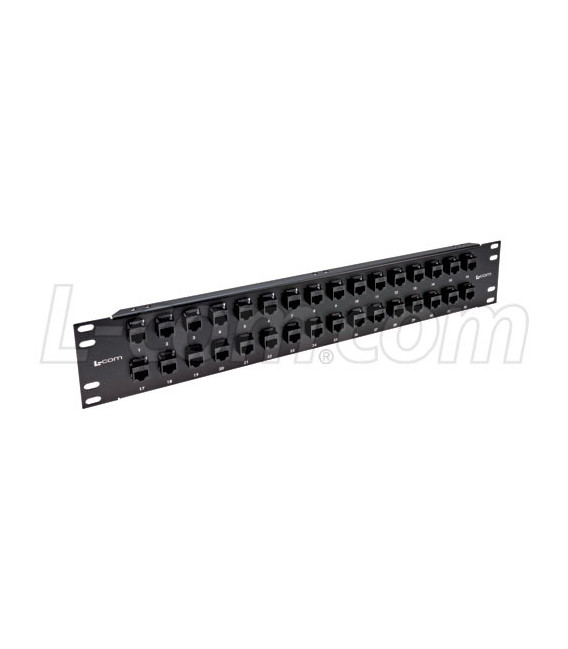 3.50" 32 Port Low Profile Category 6a Feed-Thru Panel, Unshielded