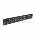 3.50" 32 Port Low Profile Straight Category 5e Feed-Thru Panel, Shielded
