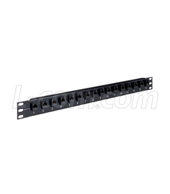 1.75" 16 Port Low Profile Offset Category 5e Feed-Thru Panel, Unshielded