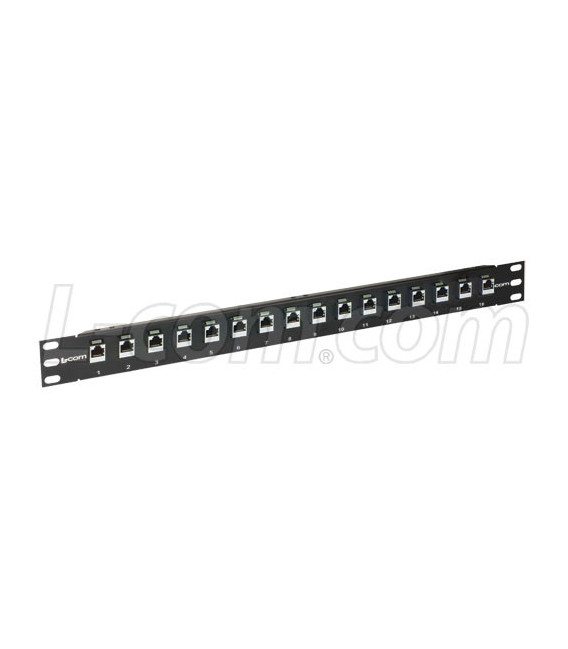 1.75" 16 Port Low Profile Offset Category 5e Feed-Thru Panel, Shielded