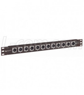 1.75" x 19" Panel (Black), 12 - XLR Male Connectors