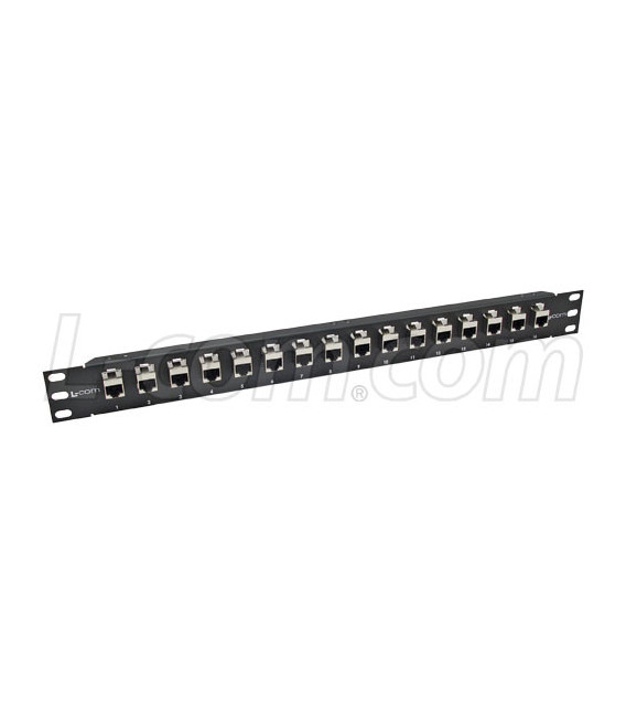 1.75" 16 Port Right Angle Category 6 Feed-Thru Panel, Shielded
