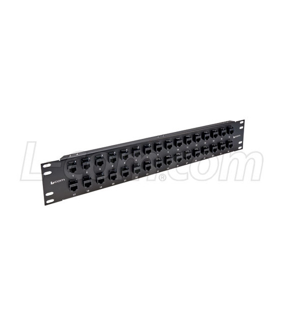 3.50" 32 Port Low Profile Straight Category 5e Feed-Thru Panel, Unshielded