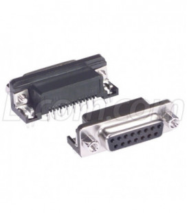 Right Angle D-sub PCB Connector, DB15 Female, Tray 10