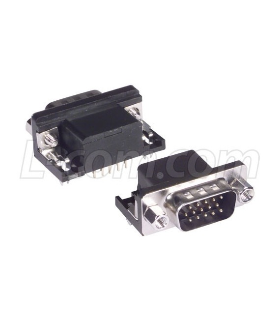 Right Angle D-sub PCB Connector, HD15 Male, Tray 10