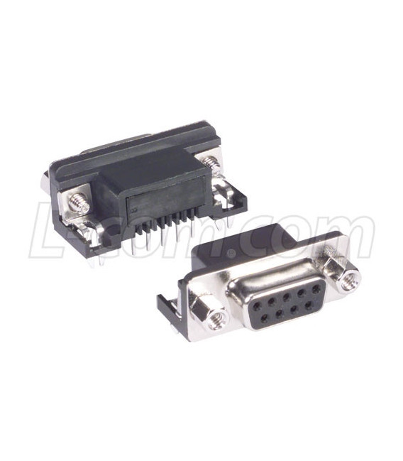 Right Angle D-sub PCB Connector, DB9 Female, Tray 10