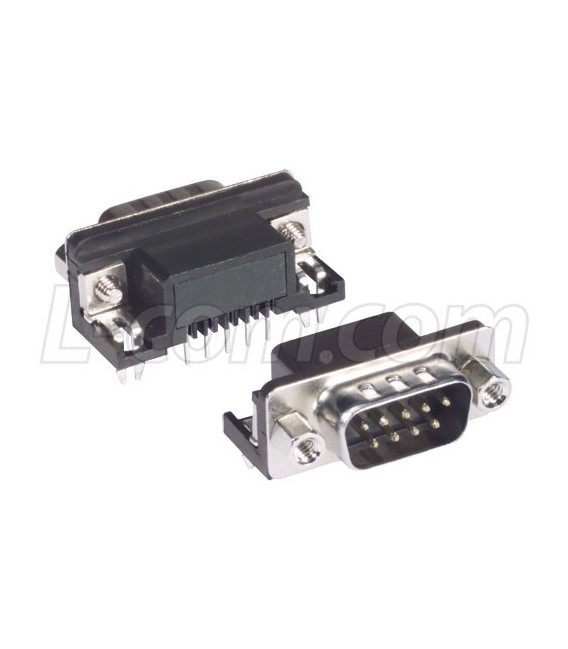 Right Angle D-sub PCB Connector, DB9 Male, Tray 10