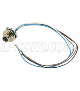 M12 4 Position A Code Female Receptacle, Rear Mount with 0.3m Leads