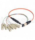 MPO Male to 6x SC Fan-out, 6 Fiber Ribbon, OM1 62.5/125 Multimode, OFNR Jacket, Orange, 1.0m