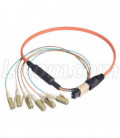 MPO Male to 6x LC Fan-out, 6 Fiber Ribbon, OM1 62.5/125 Multimode, OFNR Jacket, Orange, 10.0m