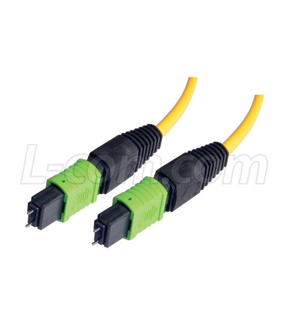 MPO w/ pins to MPO w/ pins, 6 Fiber Ribbon, 9/125 Singlemode, OFNR Jacket, Yellow, 50.0m