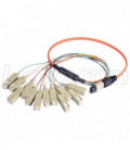 MPO Male to 12x SC Fan-out, 12 Fiber Ribbon, OM1 62.5/125 Multimode, OFNR Jacket, Orange, 5.0m