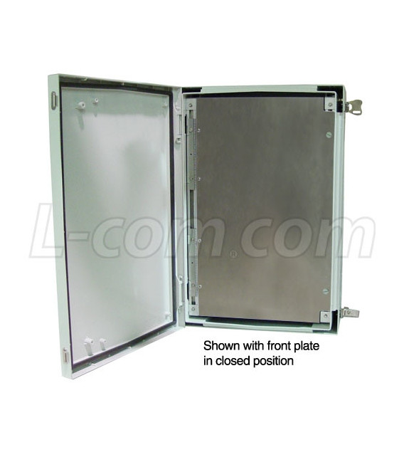 24x16x9 Inch Weatherproof NEMA 4X Enclosure w/Back and Front Mounting Plate