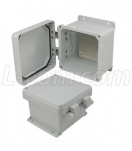 6x6x4" UL® Listed Weatherproof NEMA 4X Enclosure w/Aluminum Mounting Plate, Non-Metallic Hinges