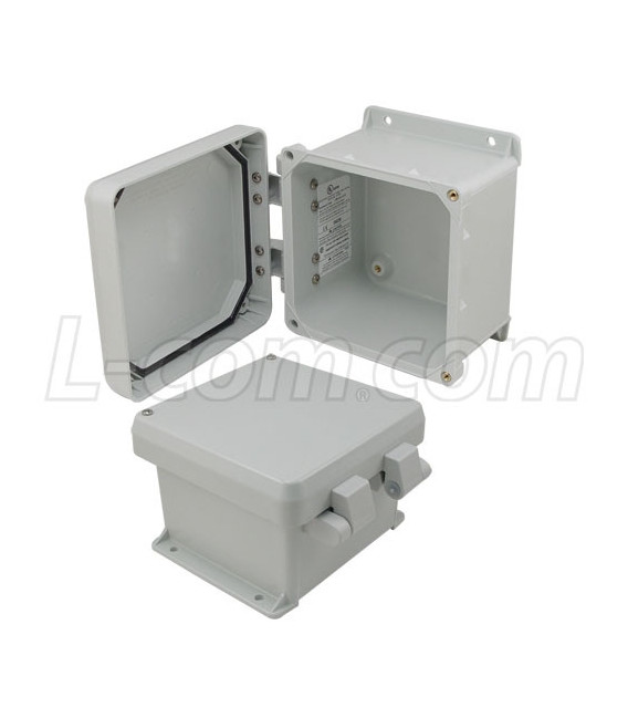 6x6x4 Inch UL® Listed Weatherproof Industrial NEMA 4X Enclosure Only with Non-Metallic Hinges