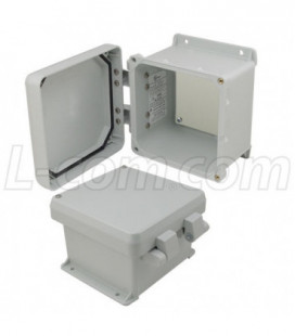 6x6x4 Inch UL® Listed Weatherproof NEMA 4X Enclosure, Non-Metal Mounting Plate, Non-Metallic Hinges
