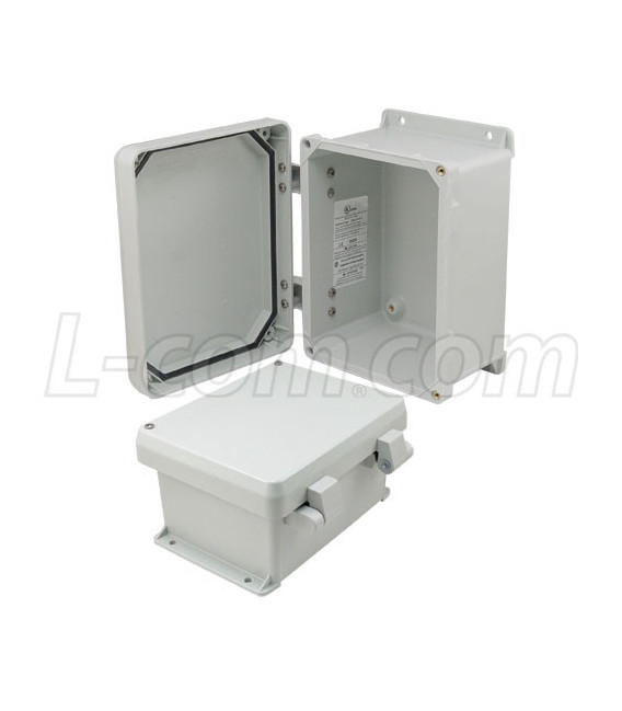 8x6x4" UL® Listed Weatherproof Industrial NEMA 4X Enclosure Only with Non-Metallic Hinges