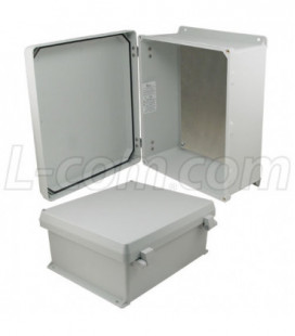 14x12x6" UL® Listed Weatherproof NEMA 4X Enclosure w/Aluminum Mount Plate, Non-Metallic Hinges