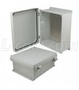 12x10x5 Inch UL® Listed Weatherproof NEMA 4X Enclosure w/Aluminum Mount Plate, Non-Metallic Hinges