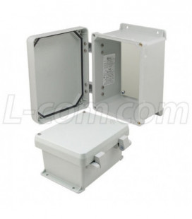 8x6x4" UL® Listed Weatherproof NEMA 4X Enclosure, Non-Metal Mounting Plate, Non-Metallic Hinges