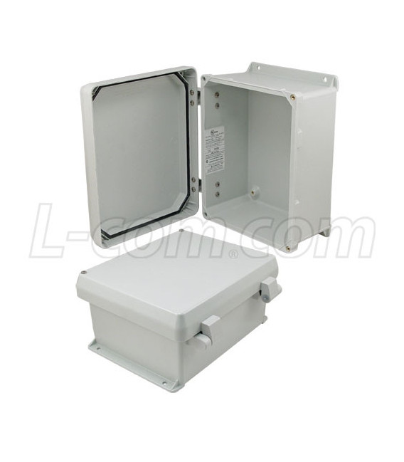 10x8x5 Inch UL® Listed Weatherproof Industrial NEMA 4X Enclosure Only with Non-Metallic Hinges