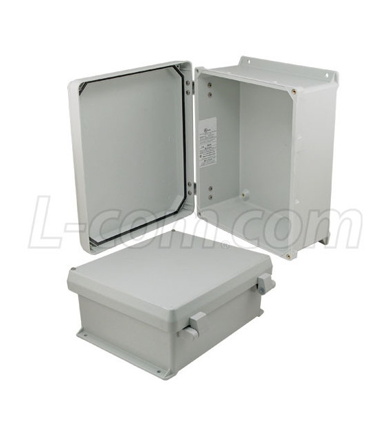 12x10x5" UL® Listed Weatherproof Industrial NEMA 4X Enclosure Only with Non-Metallic Hinges