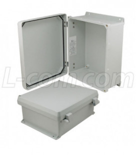 12x10x5" UL® Listed Weatherproof Industrial NEMA 4X Enclosure Only with Non-Metallic Hinges