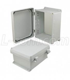 10x8x5 Inch UL® Listed Weatherproof NEMA 4X Enclosure, Non-Metal Mounting Plate, Non-Metallic Hinges