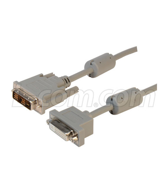 Premium Panel Mount DVI-D Single Link Male/Female Cable Assembly 1ft