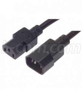 Power Cord SJT3-17 AWG, EN60320C13/C14, UL/CSA VDE, 3'3"