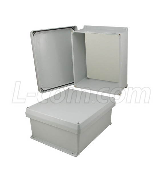 14x12x6 Inch UL® Listed Weatherproof NEMA 4X Enclosure w/Non-Metallic Mounting Plate, Corner Screws