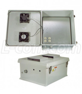 18x16x8 Inch 120 VAC Weatherproof Enclosure with Heater and 85° Turn-on Cooling Fans