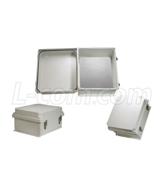 14x12x7 Inch Weatherproof NEMA 4X Enclosure with Blank Non-Metallic Mounting Plate