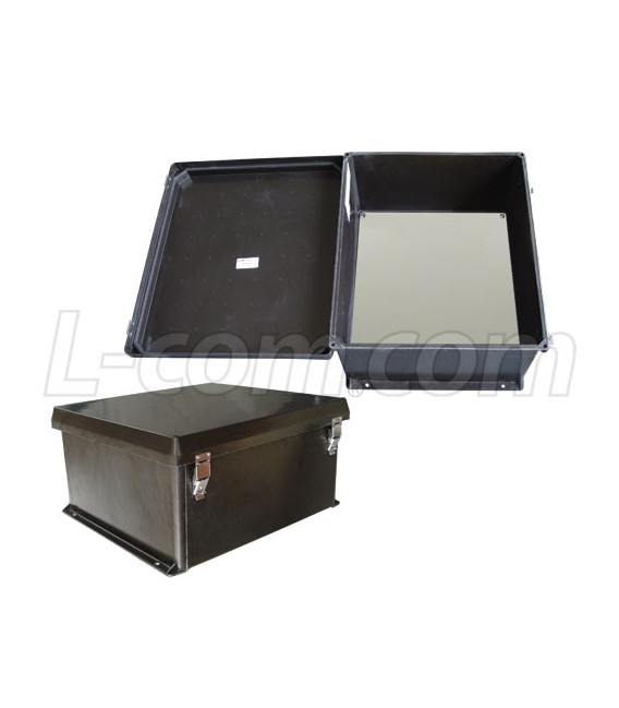 18x16x8" UL® Listed Black Weatherproof NEMA 4X Rated Enclosure w/Blank Non-Metallic Mounting Plate