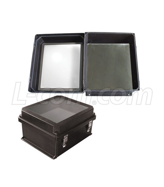 14x12x7 Inch Black Weatherproof Windowed NEMA 4X Enclosure with Blank Aluminum Mounting Plate