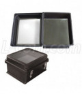 14x12x7 Inch Black Weatherproof Windowed NEMA 4X Enclosure with Blank Aluminum Mounting Plate