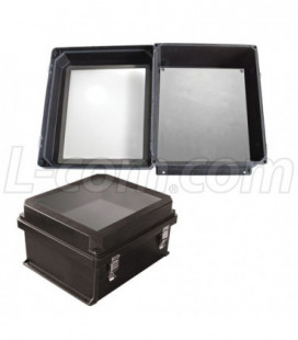 14x12x7" UL® Listed Black Weatherproof Windowed NEMA 4X Enclosure w/ Blank Starboard Mounting Plate