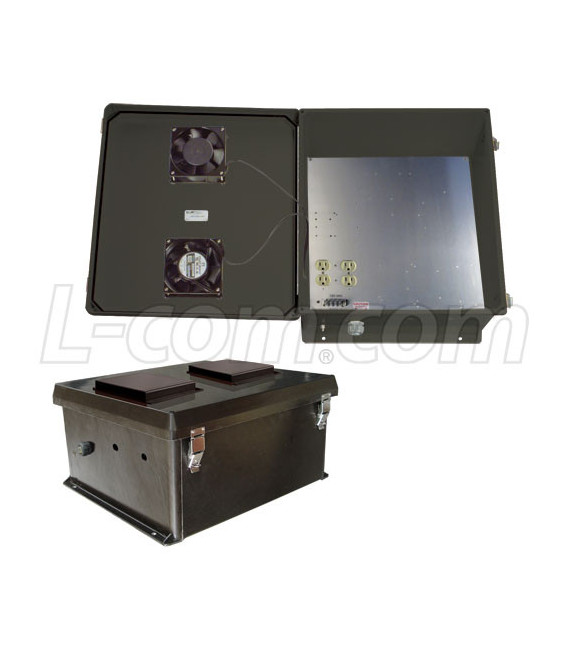 18x16x8 Inch 120 VAC Black Weatherproof Enclosure w/ Cooling Fans, Heat & Solid State Controller