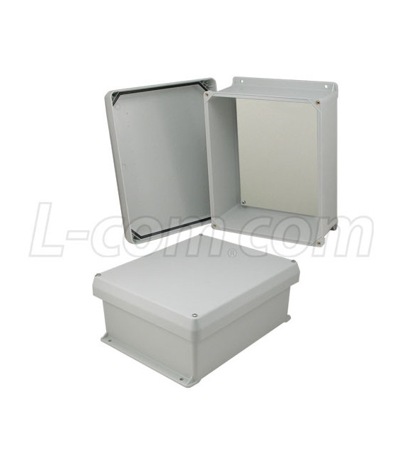 12x10x5 Inch UL® Listed Weatherproof NEMA 4X Enclosure w/Non-Metallic Mounting Plate, Corner Screws