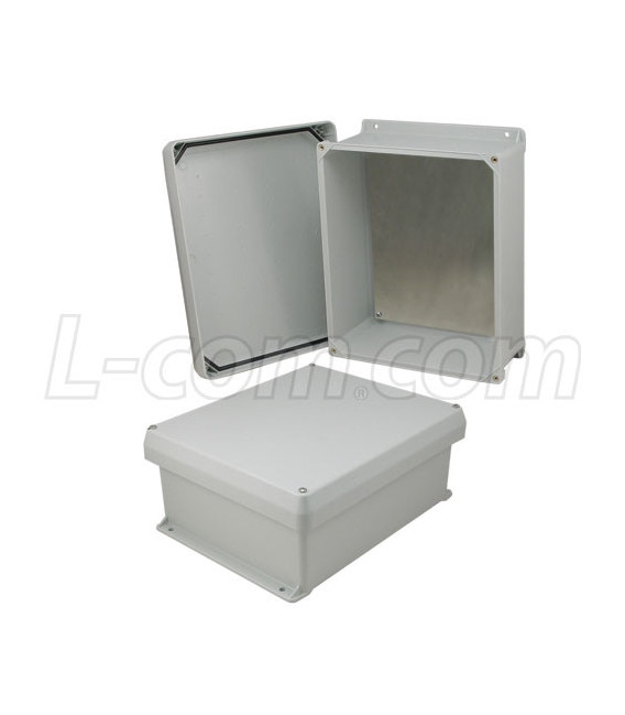 12x10x5 Inch UL® Listed Weatherproof NEMA 4X Enclosure w/Aluminum Mounting Plate, Corner Screws