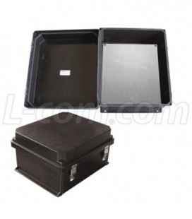 14x12x7" UL® Listed Black Weatherproof NEMA 4X Enclosure with Blank Non-Metallic Mounting Plate