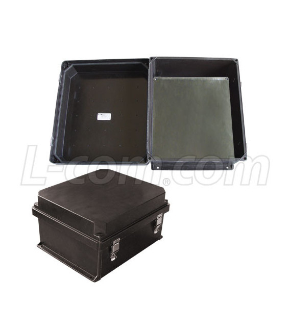 14x12x7" UL® Listed Black Weatherproof Industrial Enclosure w/Blank Aluminum Mounting Plate