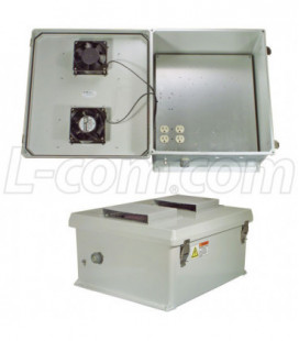 20x16x11 Inch 120 VAC Weatherproof Enclosure with Heater and 85° Turn-on Cooling Fans